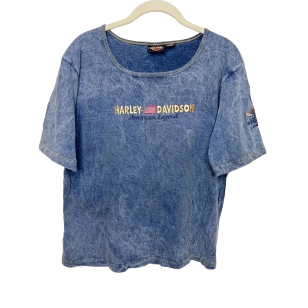 Vintage Harley Davidson | Acid Jean Blue Wash Embroidered Logo American